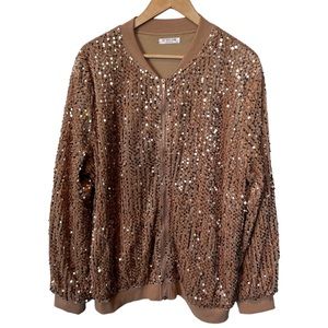 In’Voland beige gold sequined jacket size 14W